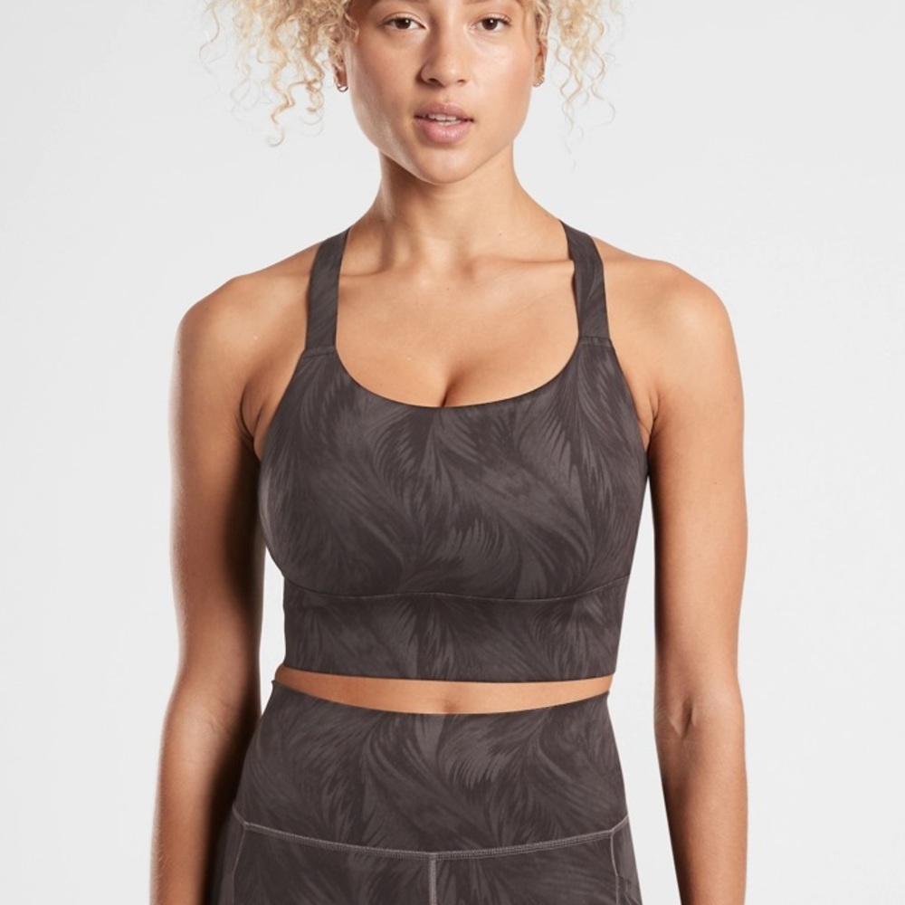Athleta Warrior Long Line Printed Bra D/DD